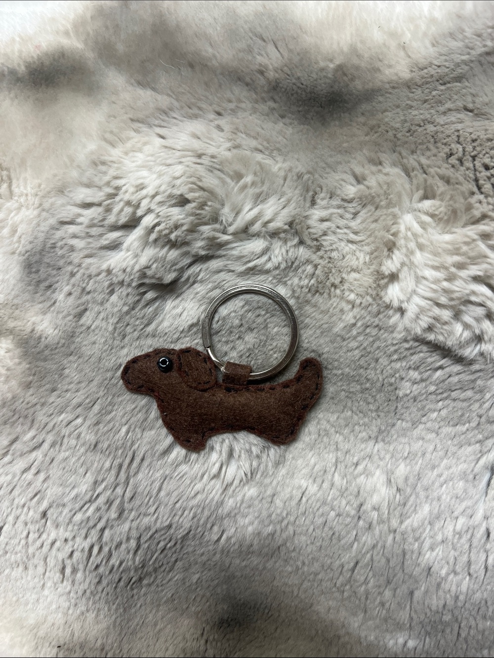 Plush Brown Dachshund Keychain for Small Pets Fans